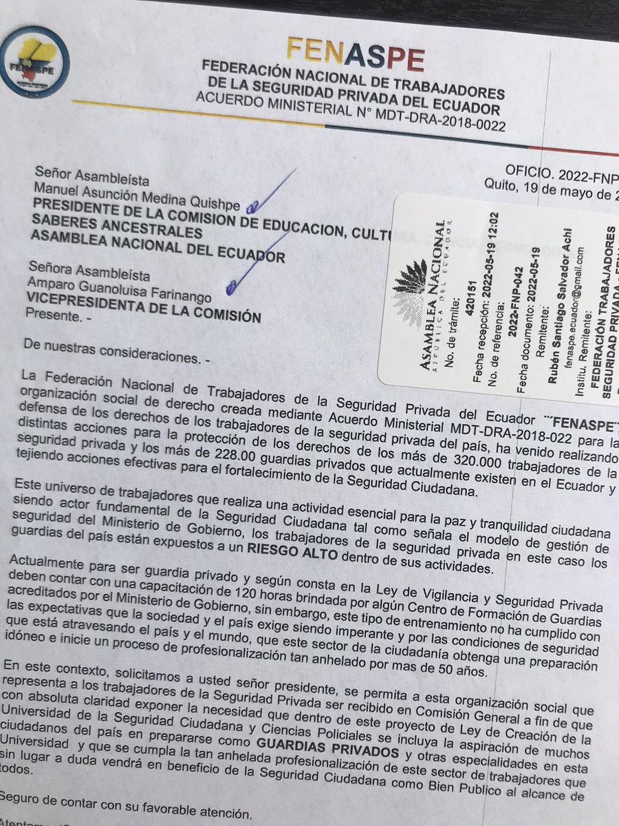 🔴🔴🔴
La capacitación y profesionalización del trabajador d la #SegPrivada d #Guardias y quienes aspiran a serlos  debe ser una política d #Estado y q conste dentro del proyecto d creación d la  #UniversidadDeSegCiudadana #CienciasPoliales
<a href="/EducacionAN/">CECCYT</a> 
<a href="/ManuelMedinaQ/">Manuel Medina</a>
