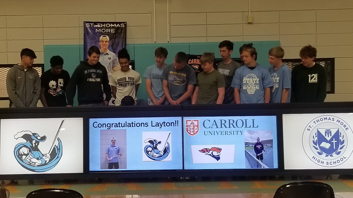 cavaliers_stm's tweet photo. Congratulations to senior Layton Carl's for signing his Letter of Intent to play at Carroll University today. Thanks for four great years, Layton!! https://t.co/UlGgZwLR8T