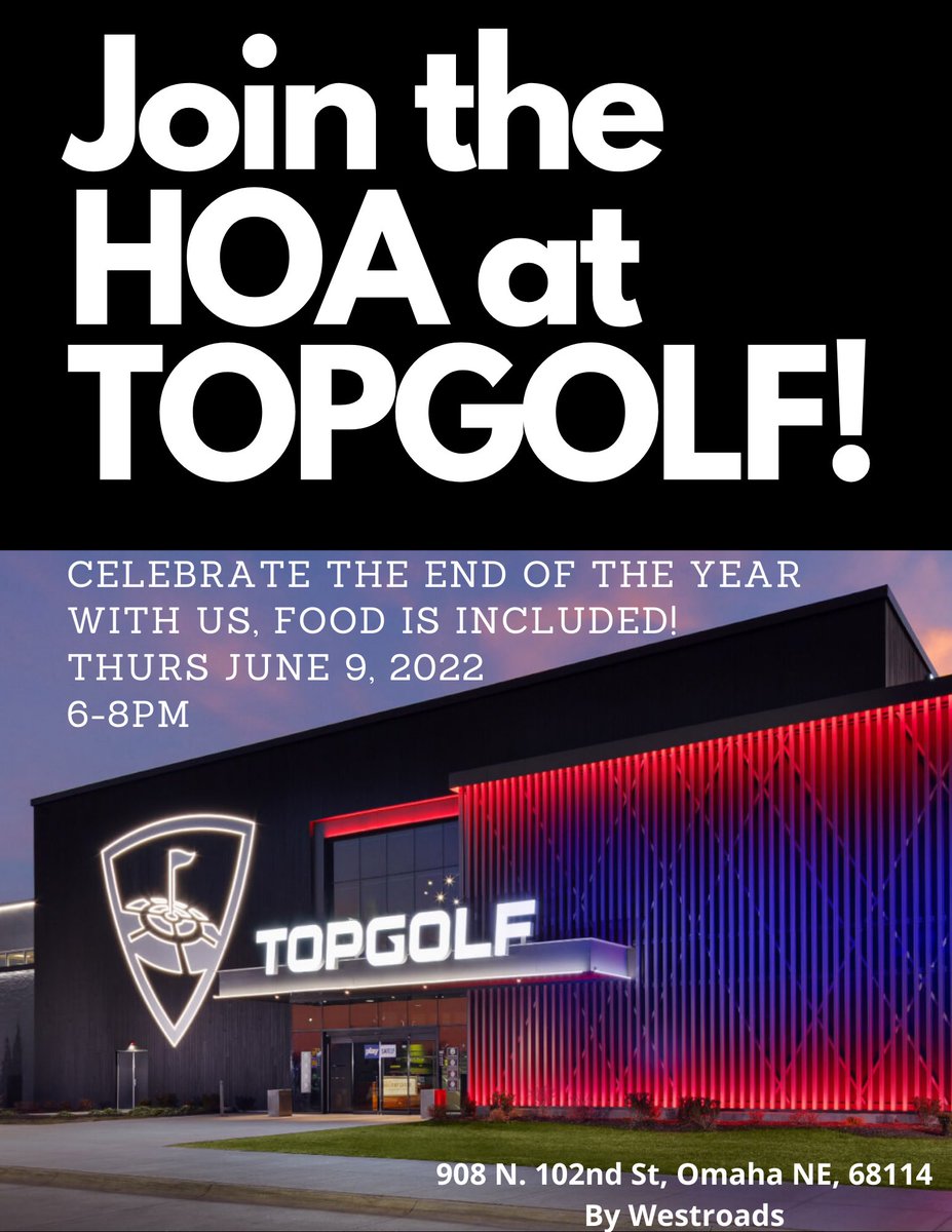 UNMC HOA (@unmchoa) on Twitter photo UNMC residents and fellows! Please join the HOA at Topgolf this year to celebrate the end of the year! RSVP via email hoa@unmc.edu
#unmchoa UNMC residents and fellows! Please join the HOA at Topgolf this year to celebrate the end of the year! RSVP via email hoa@unmc.edu
#unmchoa