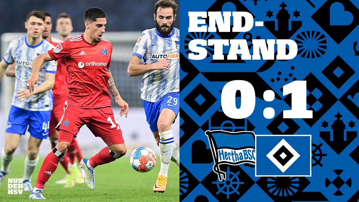 HSV's tweet photo. 90'+4 ⏱ ABPFIFF! 🙌

Der erste Schritt ist gemacht: Wir gewinnen das Relegationshinspiel bei der Hertha mit 1:0 👏👏

Am Montag gibt's Teil 2⃣ im #Volksparkstadion!
____
#BSCHSV 0:1
#nurderHSV https://t.co/e86Js5HsQ5
