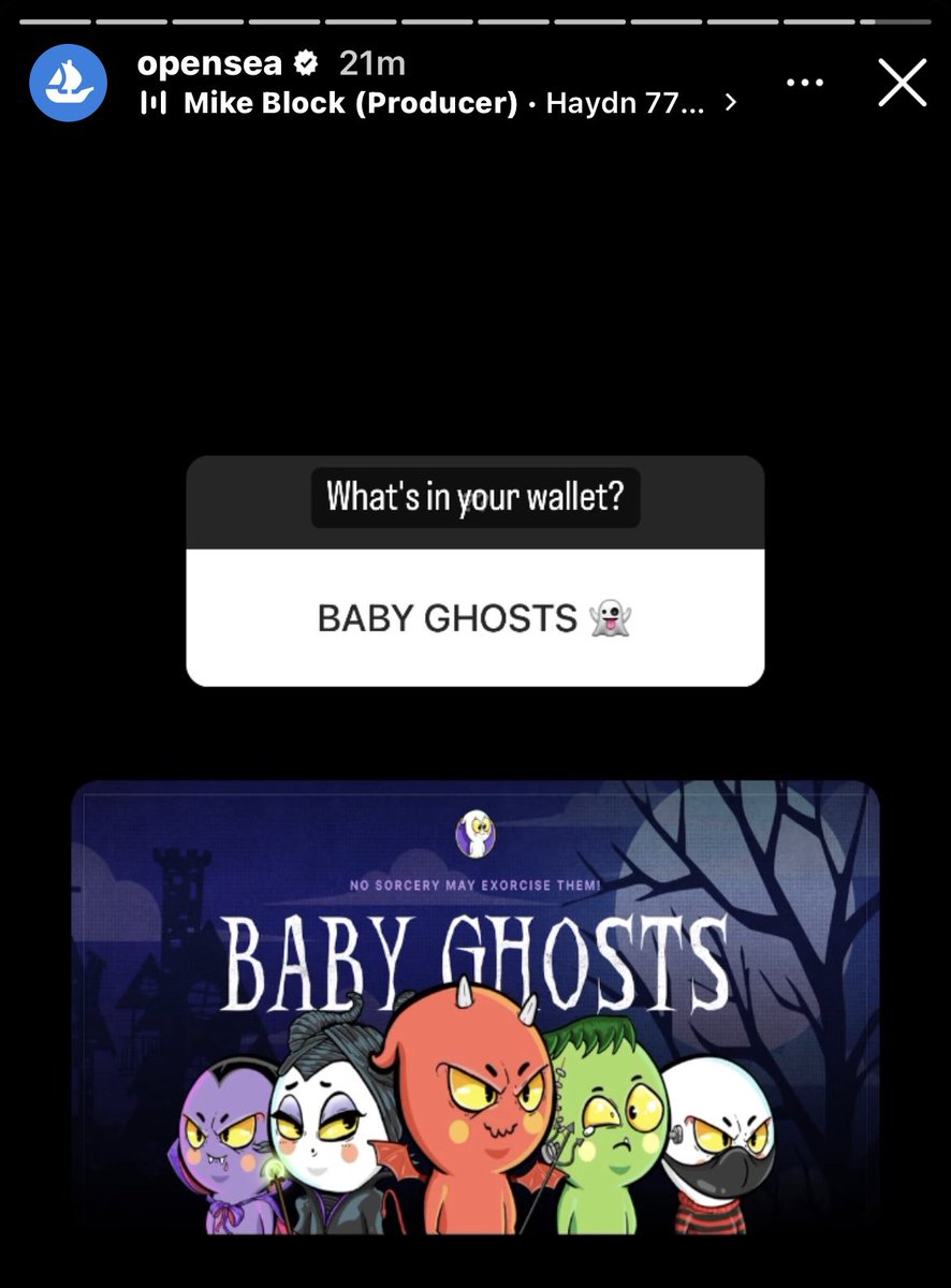BabyGhosts_NFT's tweet photo. Big thank you to @opensea for the shout out on their #Instagram 👻

Don’t forgot to purchase your own Ghost for Soft Staking from https://t.co/IkVCQ1HyCx

#BabyGhosts #GhostFam #NFT #NFTCollector #opensea https://t.co/gbhgE8fTBn