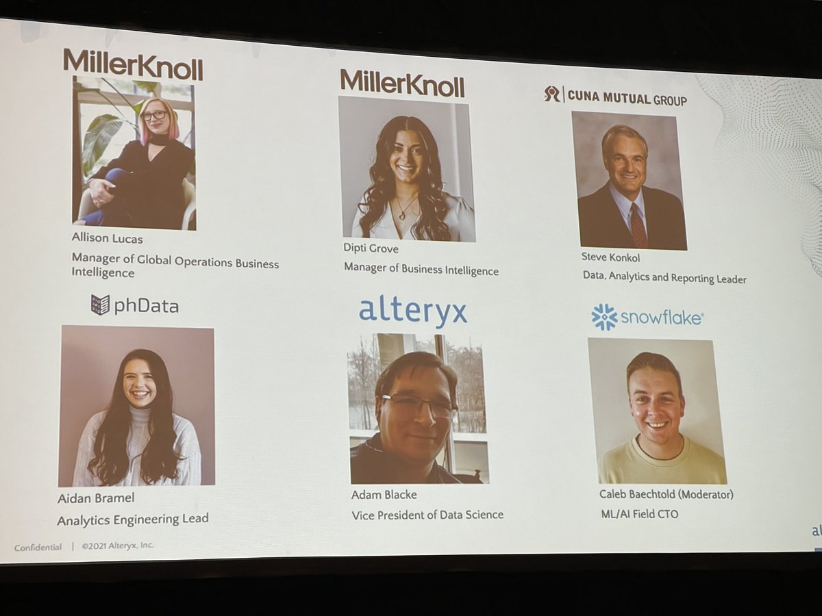 Experiences from using Alteryx and Snowflake together. Panel moderated by Caleb Baechtold, Snoflake Field CTO. Great learnings from working with IT, creating CoE and federating work. #AlteryxInspire22