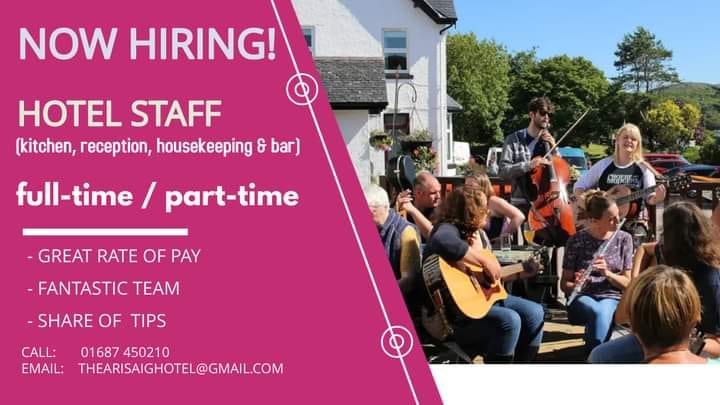 SUPERSTAR STAFF REQUIRED💥

If you want to experience the best of west Highland life here in Arisaig, get in touch! We're looking for RECEPTION &amp; FRONT OF HOUSE staff.
Accommodation can be provided as well as food, tips &amp; a great rate of pay. To apply DM or call 01687 450210.