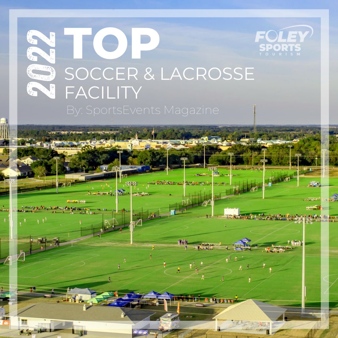 PlayFoleyAL's tweet photo. BREAKING NEWS: Foley Sports Tourism Complex has been named one of the TOP 10 Soccer and Lacrosse Facilities in the Nation! We can't thank our community, city, and partners for all your support! ⚽ We are #FoleyProud! #PlayFoley #SoccerComplex #LacrosseComplex https://t.co/6qiKnjNEBw