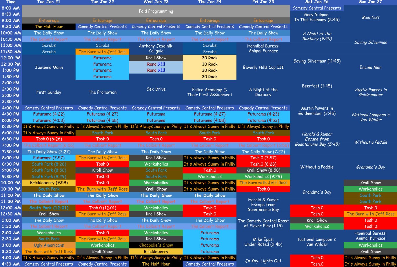 FAS on X: &ldquo;Throwback Comedy Central Schedule (2/3) 2013 and 2014 