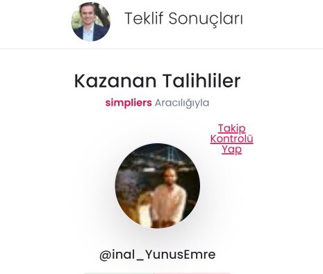 Teklif Dergisi çekilişimize gösterdiğiniz  teveccühten ötürü her birinize çok teşekkür ederim. Çekiliş neticesinde işte kazanan hesap; 

👉🏻 <a href="/inal_YunusEmre/">Yûnus Emre</a> 

Tebrik ederim. Lütfen DM’den iletişim bilgilerinizi yazabilirseniz sevinirim. Bereketli okumalar.