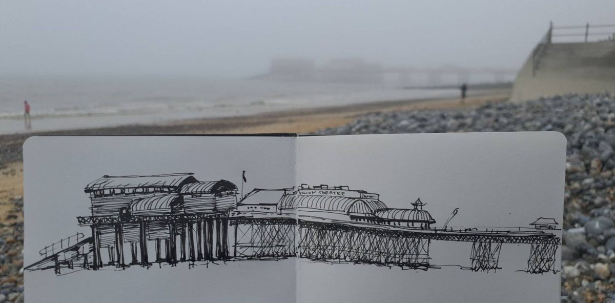 axiologic's tweet photo. @RolandN @Love_Brighton I'm super impressed with how you have captured the puffy cloud texture in this sketch, Roland.

In my case, there wasn't any! https://t.co/O4BYk8S1jz