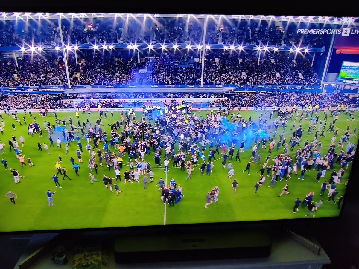 Everton pitch invasion.