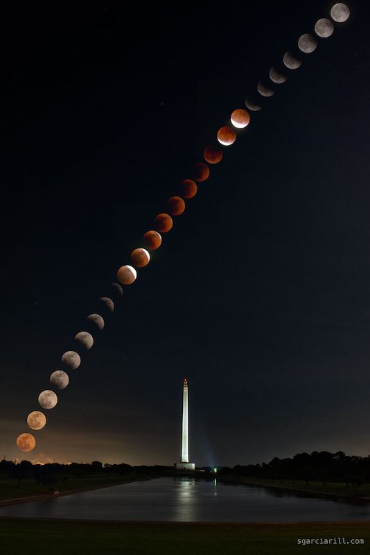 Sergio Garcia Rill captured these #lunareclipse images on May 15-16, 2022, over the San Jacinto Monument in La Porte, Texas. He wrote: “I took individual images at 850mm of the phases of the moon.  https://t.co/xt1WlaZafV https://t.co/2dI90G2QtT