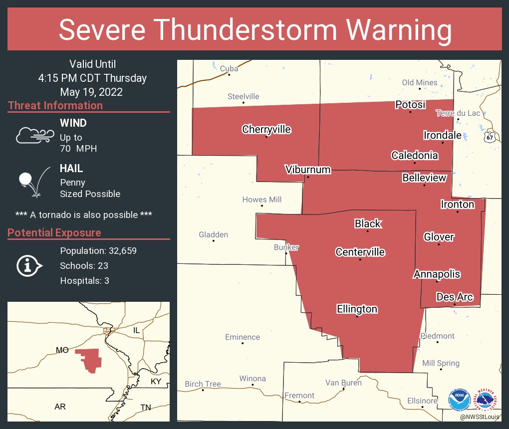 NWS St. Louis on Twitter "Severe Thunderstorm Warning continues for