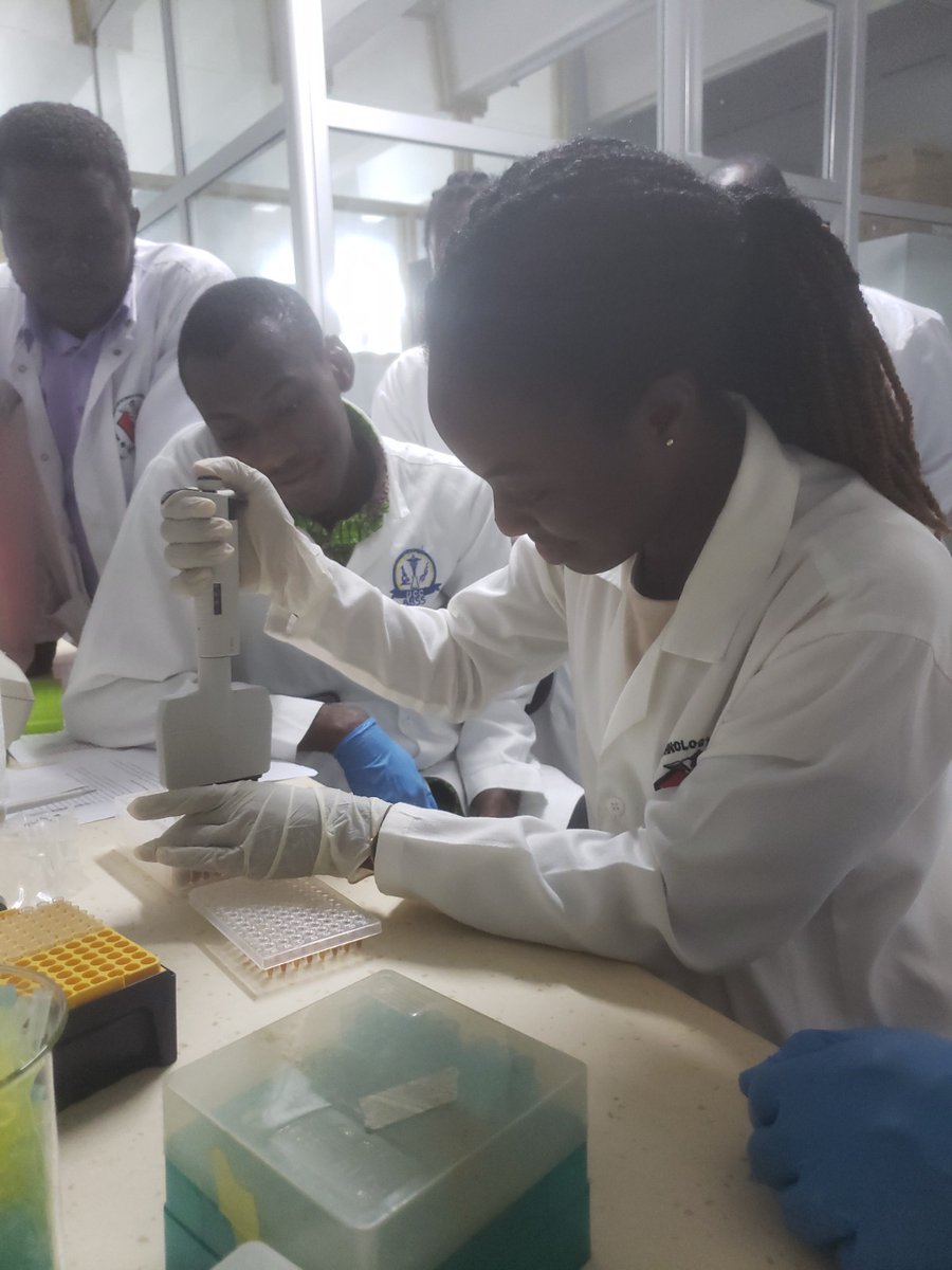 EFosterNyarko's tweet photo. On Monday I  taught a 96-well plate low-cost, high throughput extraction mtd I used during my PhD. We didn't have a plate centrifuge so had to start with Eppendorf tubes &amp; spin down &amp; improvised with a shaking incubator for a thermomixer but we had decent DNA yield &amp; quality. 3/n https://t.co/8dlVpMUnM8