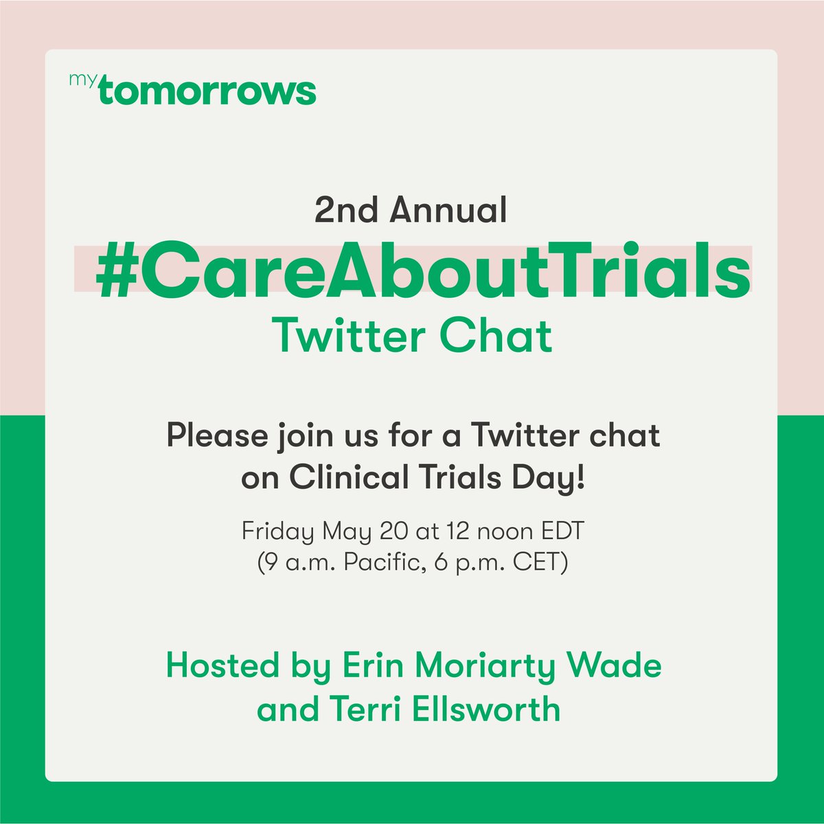 I hope some of you can join us over lunch tomorrow for a Twitter chat called #CareAboutTrials for #ClinicalTrialsDay with me and <a href="/TerriEllsworth/">Terri Ellsworth</a>.  #CTD2022 Please share/retweet — thanks very much!