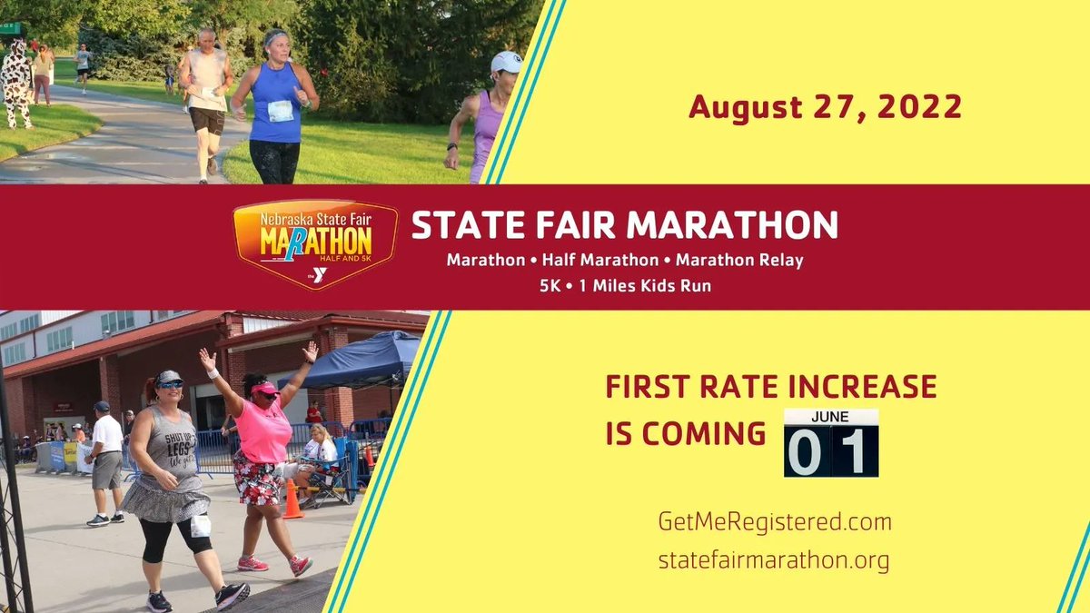 NEstatefairrace's tweet photo. Beat the June 1 fee increase! Register to run soon! 
https://t.co/TmN31Ao97D https://t.co/iTjcoi3XlG
