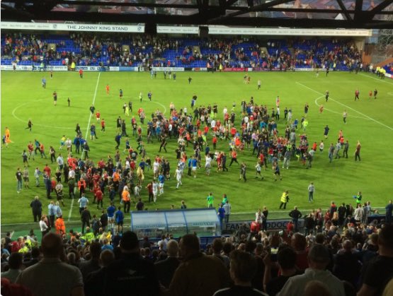 Liverpool fans moaning about Everton pitch invading after they stayed up, this was literally yous after a friendly against us when we were non league 👍