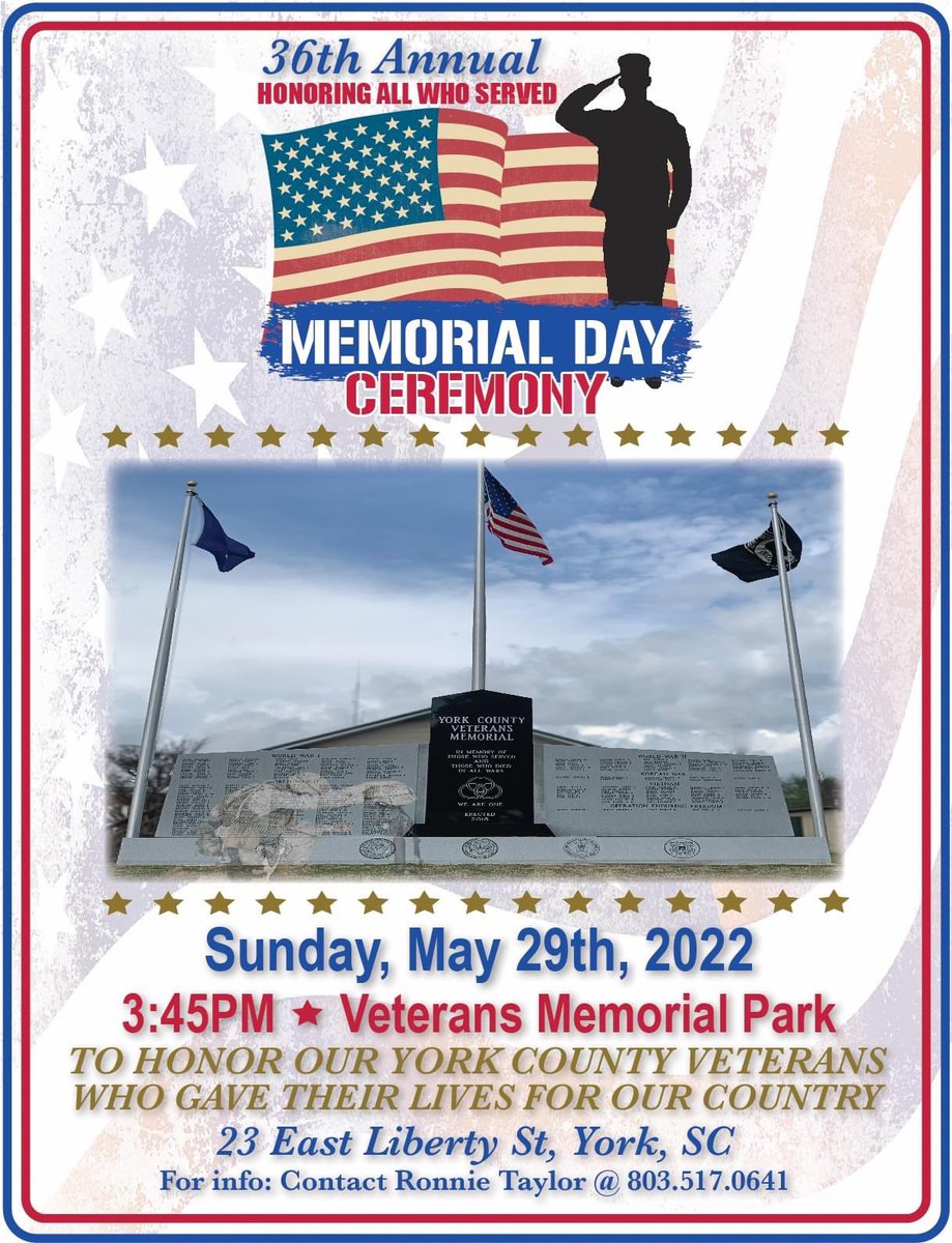 We hope to see you there to honor our fallen heroes 🇺🇸 <a href="/YorkCountySCGov/">YorkcountySCgov</a>
