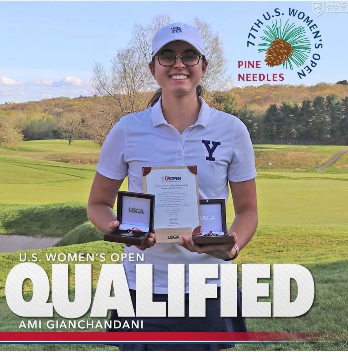 The Pingry School (@thepingryschool) on Twitter photo Ami Gianchandani '18 (Yale) has qualified for the U.S. Women's Open! She birdied the final two holes of the 36-hole qualifier in Massachusetts last week to card a 71-69 (140) and earn medalist honors by two strokes. The U.S. Women's Open will be played June 2-5. <a href="/PingryAthletics/">Pingry Athletics</a> Ami Gianchandani '18 (Yale) has qualified for the U.S. Women's Open! She birdied the final two holes of the 36-hole qualifier in Massachusetts last week to card a 71-69 (140) and earn medalist honors by two strokes. The U.S. Women's Open will be played June 2-5. <a href="/PingryAthletics/">Pingry Athletics</a>
