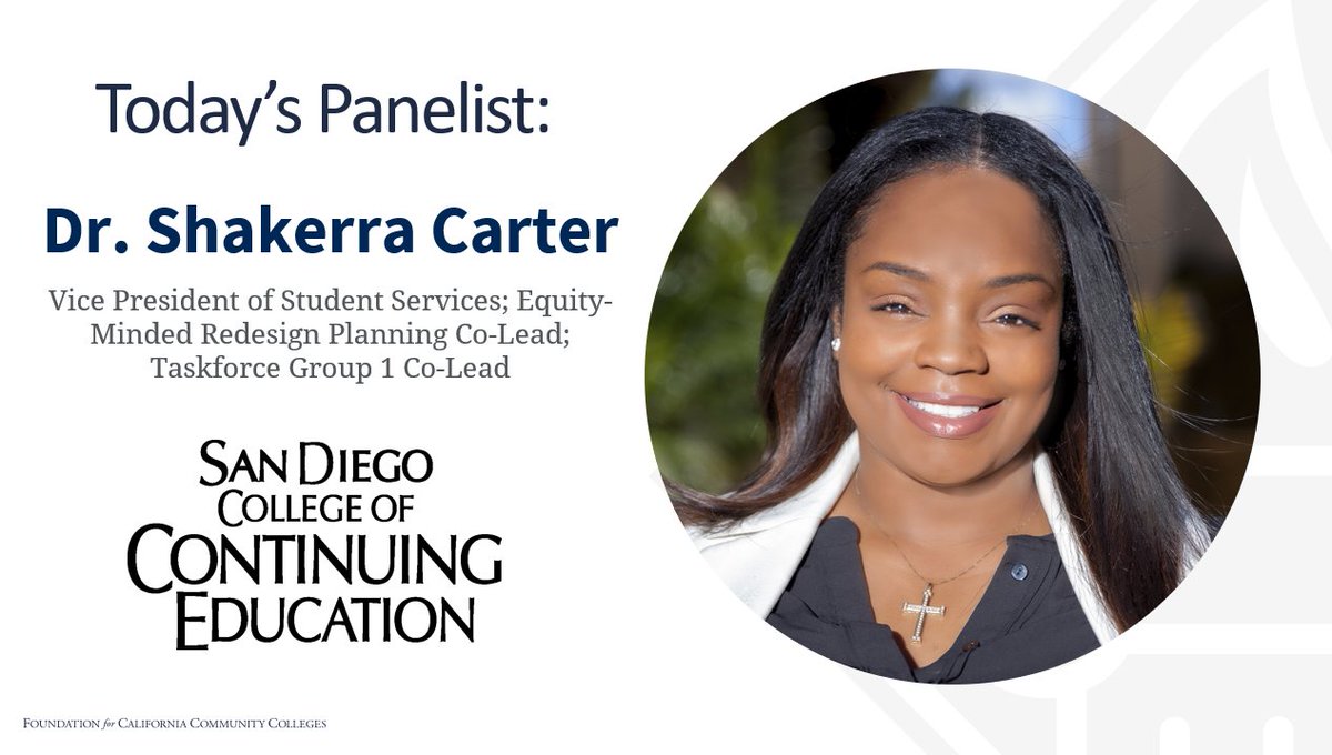 HAPPENING AT 3 PM PDT TODAY...and you're invited!

Register HERE: tinyurl.com/SDIGPOfficeHou…

This is going to be a *FANTASTIC* session! Come learn about <a href="/SDCCE/">SDCCE</a>'s Equity-Minded Redesign efforts with our guest, Dr. Shakerra Carter (<a href="/sdccevpss/">Dr. Shakerra Carter</a>).

We'll be sharing helpful tools too!