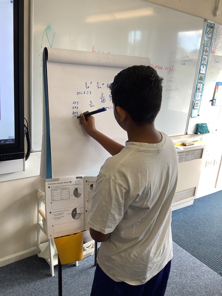 SJBsolihull's tweet photo. Our year 6 #Superstar Ritchie explaining a tricky fractions and pie charts question. #PowerMaths #SJBMaths @OurLadyandAllS1 ๐ https://t.co/IY0KzUlrnG