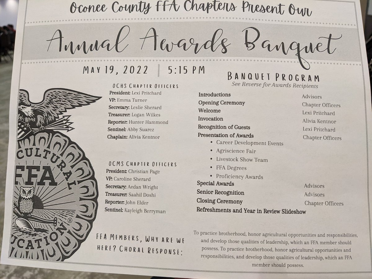 Celebrating our FFA Warriors tonight at their awards banquet! Proud of these talented students! #weareone #ochspride