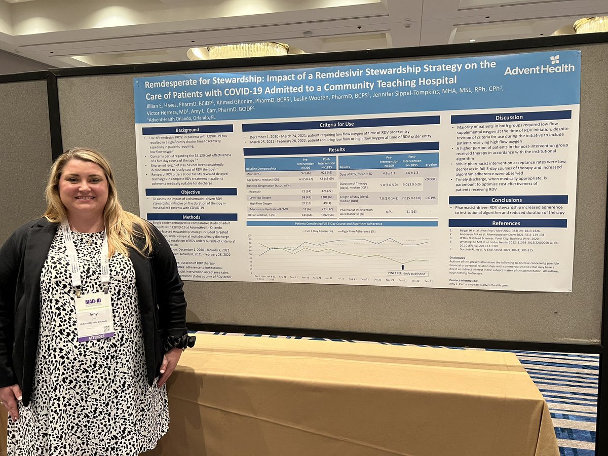 ASAPatAH's tweet photo. Our very own @amylcarr representing @AdventHealthCFL and her work performing remdesivir stewardship during #COVID19 @thejillianhayes @vherreramd @lhersber @jenny_sippel https://t.co/tZ6Ns1BngB
