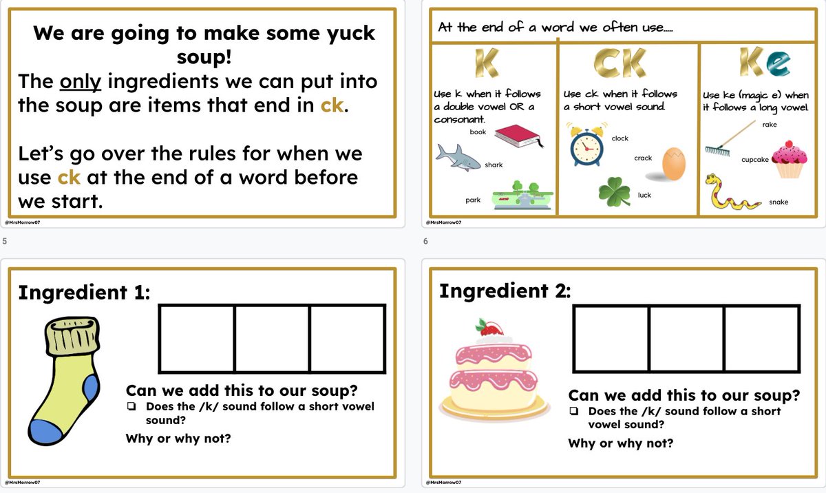 MrsMorrow07's tweet photo. 🥣 Yuck Soup Activity! 
💡A Y2 kiddo asked how we spell the
 /k/ sound that we hear at the end of words because we know that there are multiple graphemes that can represent /k/. 
#kindergarten #literacy #encoding #phonics #soundmapping #orthography 

https://t.co/nu5CqvY14e https://t.co/PMUASvciLd