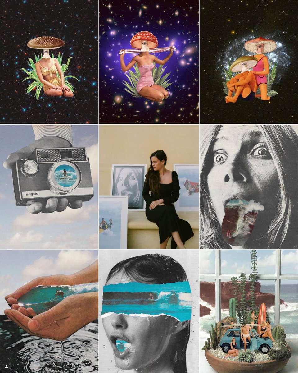 MariaDelgadoN's tweet photo. Hola, I’m María, a collage artist living by the sea. I cut manipulate works that playfully reimagine elements of punk, love, outer-space, the ocean and the occasional vintage centerfold. My collages repurpose the past for the present &amp; in my NFTS, the past becomes the Future. https://t.co/Eq10bfg01x