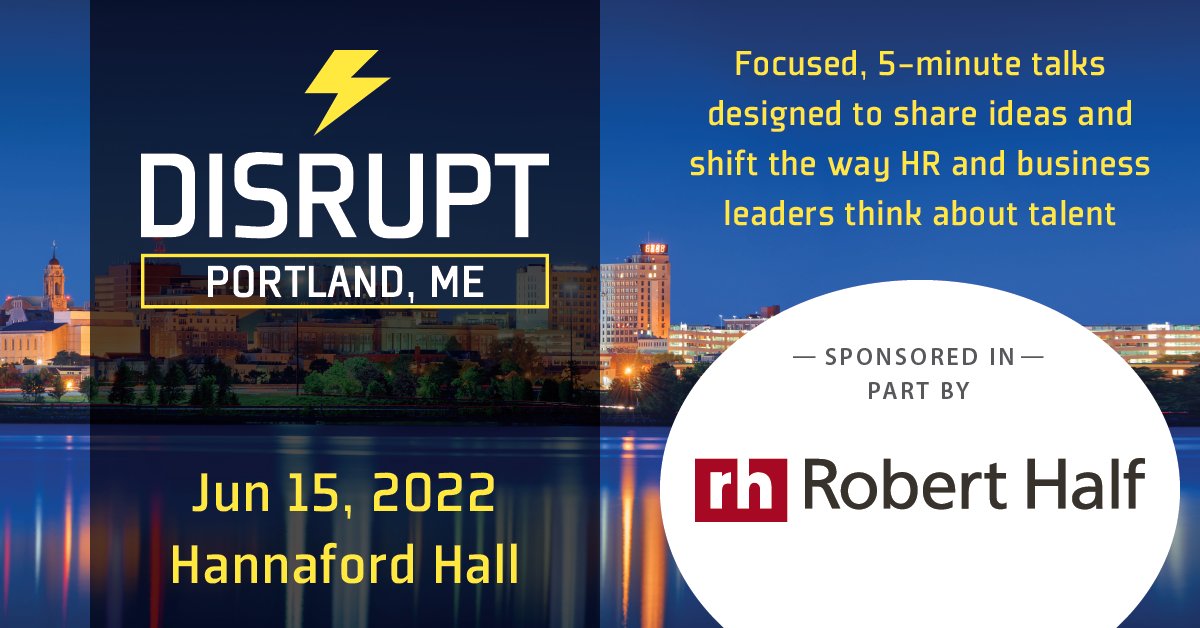 DisruptHRPort's tweet photo. Thank you to @RobertHalf for sponsoring DisruptHR Portland ME 2022 — live and in person from Hannaford Hall on June 15.

Learn more at: https://t.co/vH9Oyu5012

#DisruptHR #DisruptHRPortland #DisruptHRPortlandME #DisruptHRPWN https://t.co/nz0j3yvF2k