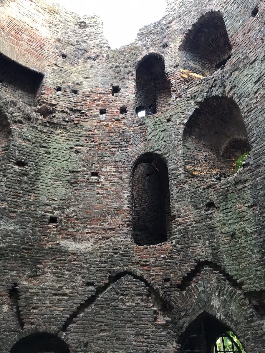 catttwings's tweet photo. Cow Tower: a 14th century brick artillery tower built on the river outside Norwich. The third picture shows a beautifully formed doorway, now floating floorless above the ground. https://t.co/W9BYffsCSE