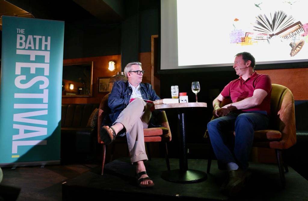BathLitFest's tweet photo. In the beautifully-intimate @walcothousemusic, @rocking_bob, along with Daniel Scott, brought his book to life and told us more about where the songs and music styles we love today all came from 🎶

#TheBathFestival #LiveEventsAreBack #books #music #inspiration https://t.co/8Ch2NEvNQg