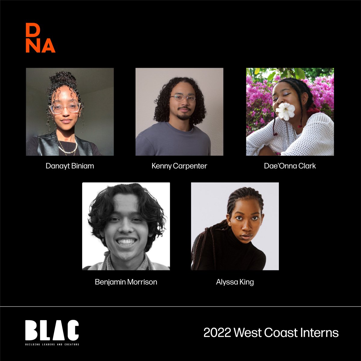 Welcome to the interns working with @dnaseattle: Danayt, Kenny, Dae'Onna, Benjamin, and Alyssa. #BLACinterns