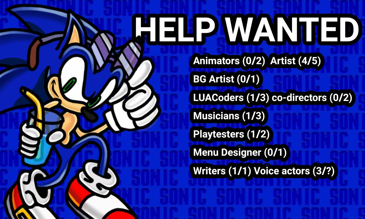 FNFsonicverse's tweet photo. Reposting this because we need more directors, and more people,
Because I need to kick this mod off today.

@FNFNewsAnnounc1 
@News_Funkin https://t.co/WvljD7ICQZ
