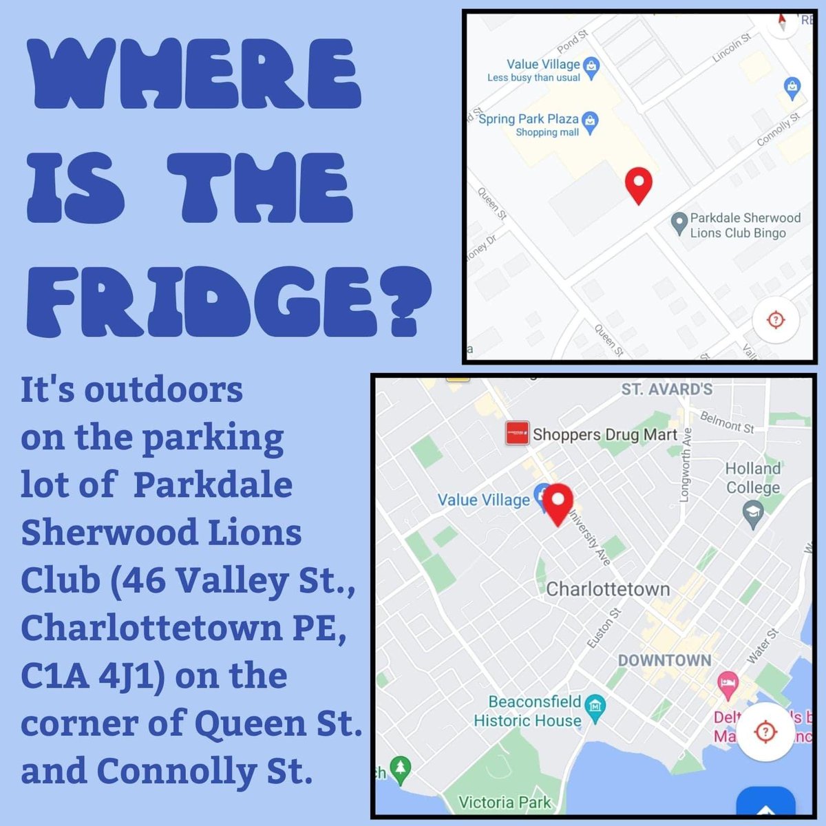 The Community Fridge in #Charlottetown is in need of replenishment if anyone can help! 💜 #pei #peipoli #FoodInsecurity