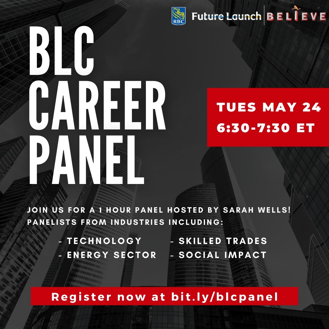 Attention Students! You're invited to a Career Panel with 4 incredible guests &amp; moderated by <a href="/SarahWells400mh/">Sarah Wells</a>! 🥳

We'll talk all about careers in the Tech Industry, Energy Sector, Social Impact, &amp; Skilled Trades!

🗓️ Tues May 24
🕔 6:30-7:30 pm EST
📝 bit.ly/blcpanel