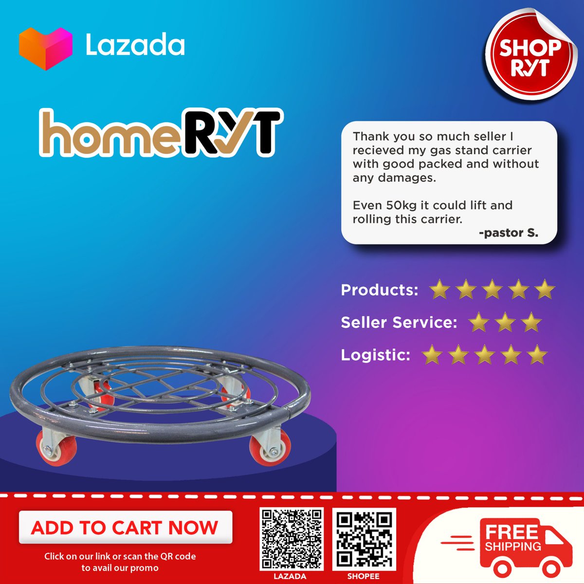 Move your LPG TANKS using this LPG TANK CARRIER with ease and with little to no strength needed. 
Shopee: tinyurl.com/52ptuyzv
Lazada: tinyurl.com/522b59xn
#shopryt #goodreview #shopee #lazada #lpgcarrier