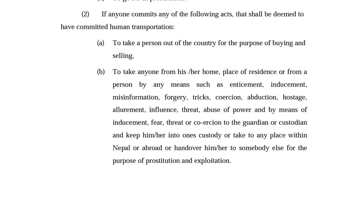 RandomNepali's tweet photo. Section 4 2(b) of Human Trafficking and Transportation (Control) act could be used to get justice for  Sushmita. This is the only law that I've found without limitation which could help her out. https://t.co/UqLnhbUXLs https://t.co/Lb9HxgKe6R