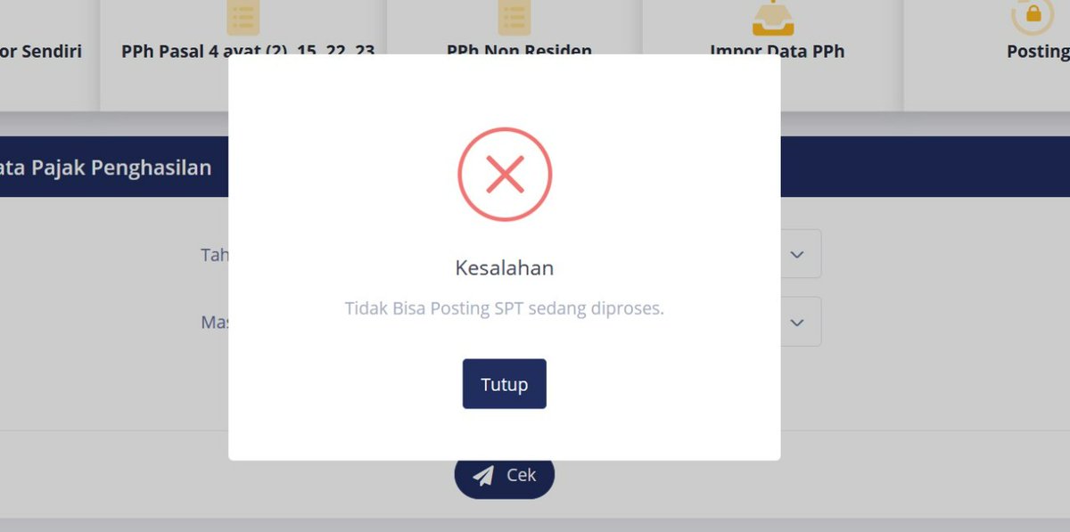 friscaLS's tweet photo. Selamat pagi @kring_pajak  saat kami posting sukses tapi saat di cek belum terposting, kami posting ulang muncul sepeti ini. sehingga tidak bisa lanjut ke menu pelaporan. Mohon dibantu terkait kendala tsb. https://t.co/aTdAyhsCDe