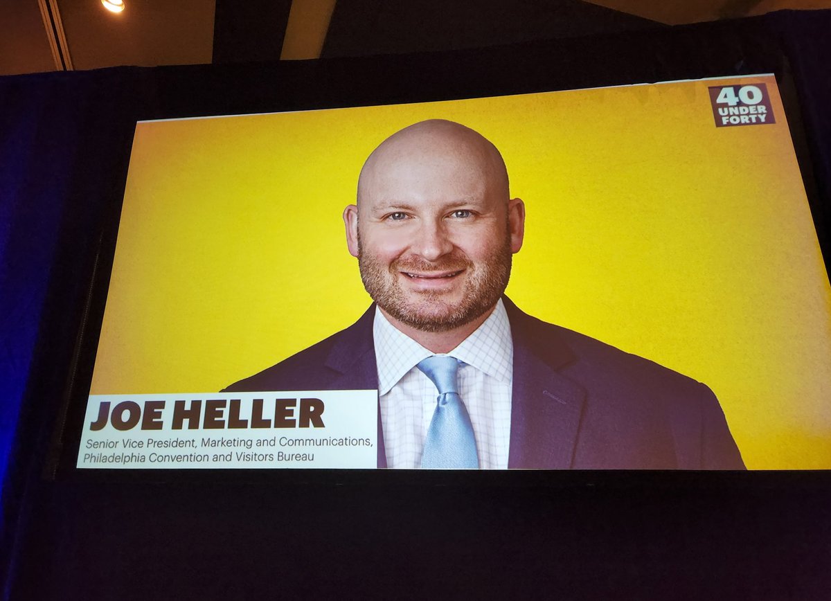 SheilaShowPHL's tweet photo. And congrats to #PHLCVB @Heller_Joe @discoverPHL on his #40UnderForty award from @PHLBizJournal. An impressive group of #Classof2022 winners - cheers to all of you!👏 https://t.co/jle6zed5Bd
