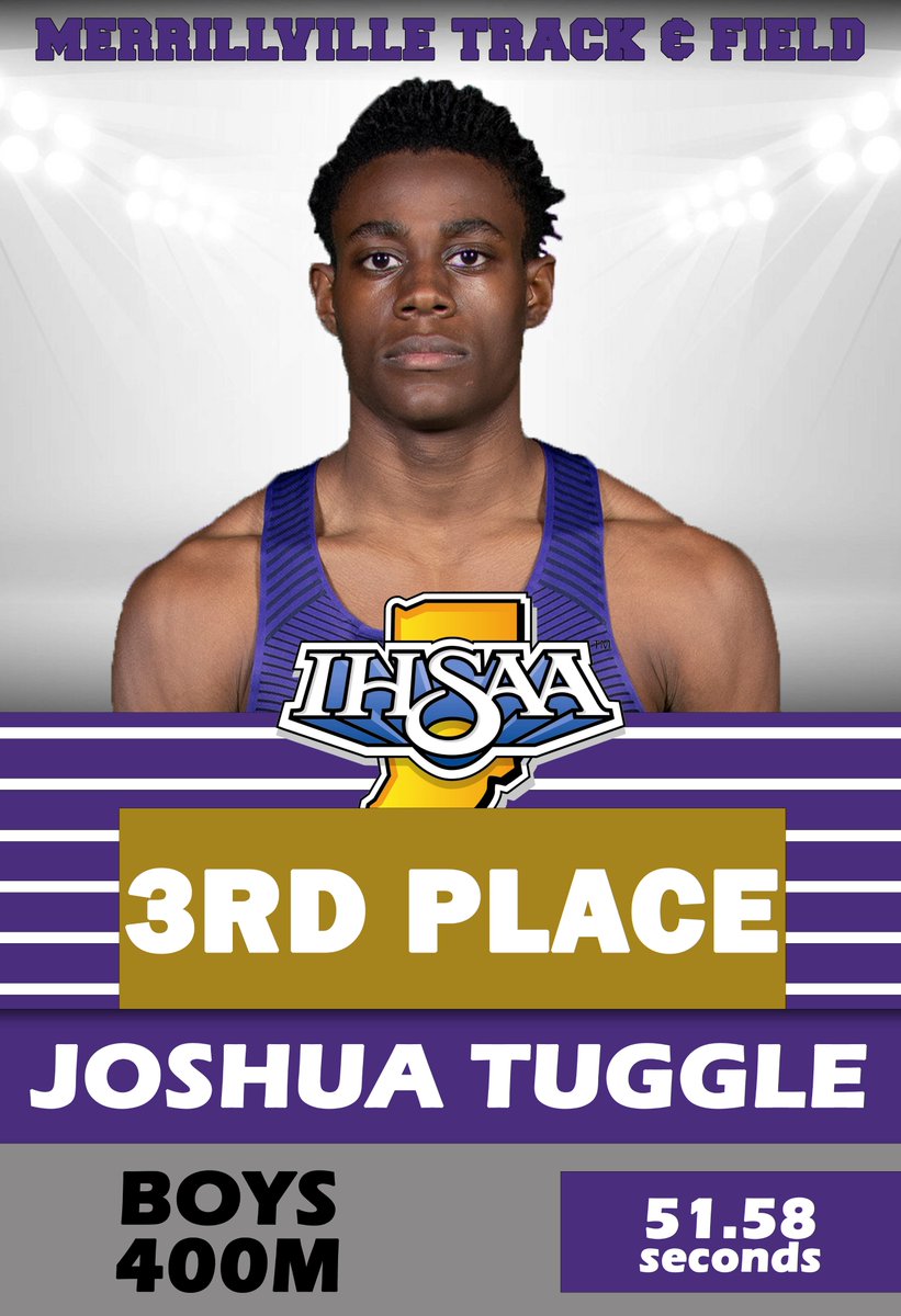 Congratulations to Senior Joshua Tuggle for finishing 3rd in the 400 M Dash at the IHSAA Crown Point Sectional tonight; advancing to next week's IHSAA Regional at Valparaiso H.S. #piratepride @MerrillvilleSu3 @MerrillvilleMHS @Merrillville_TF