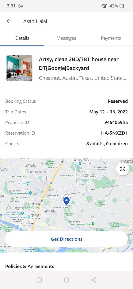 kaapihai's tweet photo. @vrbo We’ve had a horrible experience at our vrbo in Austin last week. We we’re 8 and the booking displayed 8 but was only for 6 this is our interaction with the host and your support. Your support is absolutely the worst. Please get in touch ASAP https://t.co/98sMHl9qP5