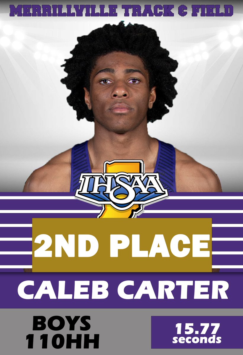 Congratulations to Senior Caleb Carter for finishing 2nd in the 110 Meter High Hurdles at the IHSAA Crown Point Sectional tonight; advancing to next week's IHSAA Regional at Valparaiso H.S. #piratepride @MerrillvilleSu3 @MerrillvilleMHS @Merrillville_TF