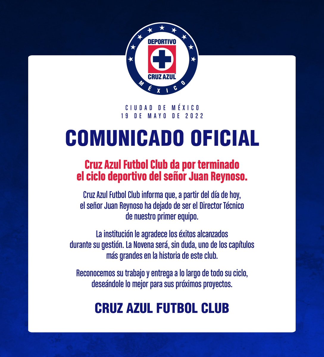 CruzAzul's tweet photo. COMUNICADO OFICIAL. https://t.co/Biu4jN7Tsz