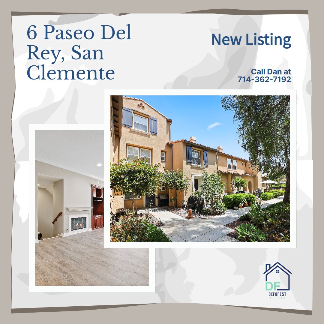 dan_deforest's tweet photo. New Listing in Talega!
$825,000
Open House this weekend from 10-12 Sat and Sunday
3 bed | 3.5 bath 1631 sq ft
Call Dan to schedule a showing! 714-362-7192
#homesforsale #townhouse #Talega #sanclemente #forsale #realtor #newlisting https://t.co/KpLOM9h9D9
