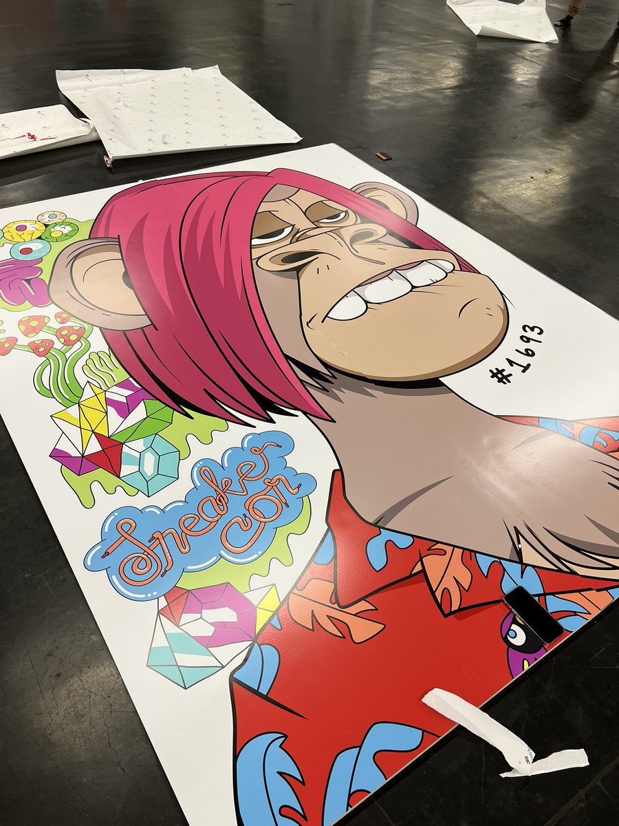 franalations23's tweet photo. LFG! @SneakerCon LA set up is underway! And look who’s featured all throughout! Non other than @BoredApeYC 1693 :) https://t.co/4OGfGjMmI9