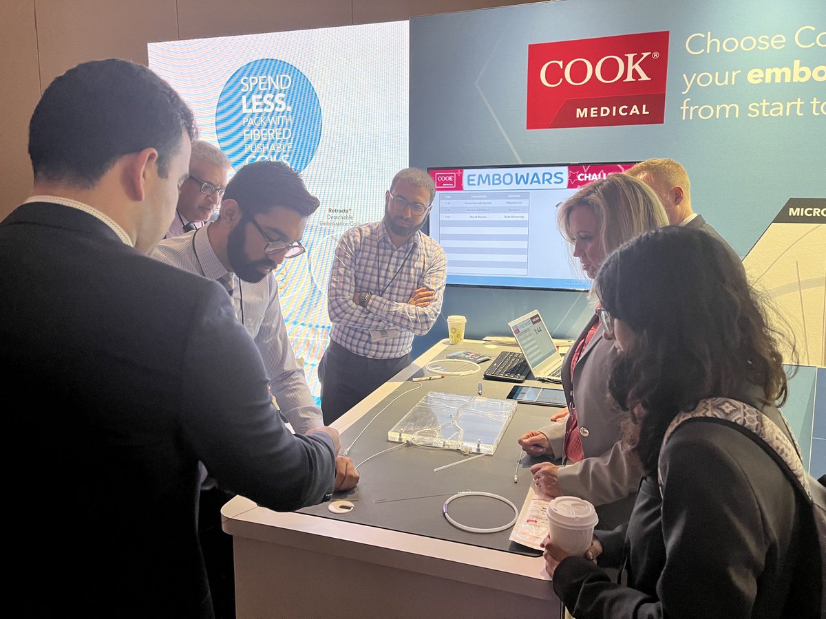 WhereIsYasmin's tweet photo. #EmboWars ⚔️happening at @cookvascular booth #GEST2022. Top 4 physicians-in-training from leaderboard will compete tomorrow night head-to-head for a grand finale showdown! Hosted by @RamChadalavada  &amp; @kiremagarciamd. Seats still available, sign up: https://t.co/s5a2YcdRc5 https://t.co/aoiWkeDPW4
