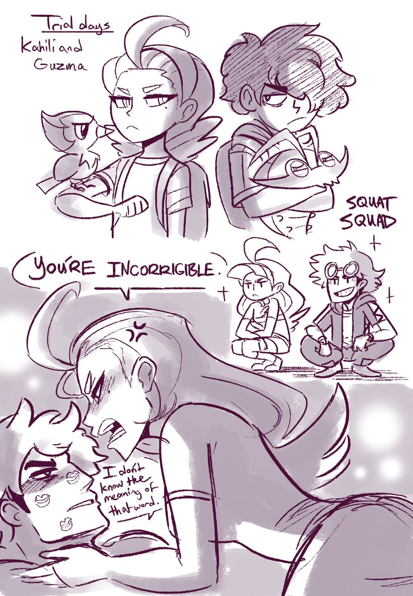 Remember that time I thought Guzma and Kahili would make for an interesting pair? Childhood rivals alongside Kukui who grew up vastly different from each other. Also squat squad. 