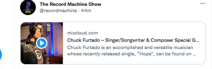 JoeViglione's tweet photo. The Record Machine Show with #JamesHollenstein @recordmachine @ChuckFurtado1 #JoeViglioneMedia @3dJt3 @DaveRagin @DaliaDavisMusic Hope the song! @ascapexperience @bmi @TomMichJR1 @gregpaquette5 @TheSpinRoom00 https://t.co/HJcdPc3pfX