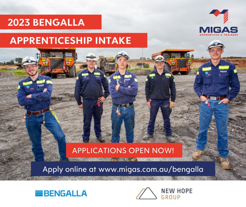MIGASApprentice's tweet image. Applications are open now for the 2023 Bengalla Apprenticeship Intake! Electrical apprenticeship and Plant Mechanic apprenticeship roles in Muswellbrook area. Details and apply online at migas.com.au/bengalla