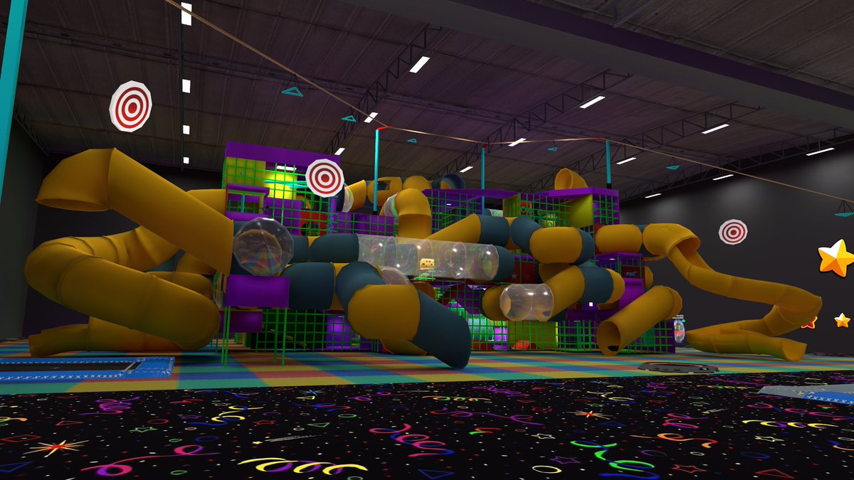 ExploreVRChat's tweet image. EvolvedAnt Arcade by @EvolvedAnt 

Check out this world right out of your childhood fantasy! Explore the tunnels in the playground, hit the trampoline park, soar on the zipline, play some video games, or even have a birthday party!

#ExploreVRChat #VRChat_world紹介 #VRChat
