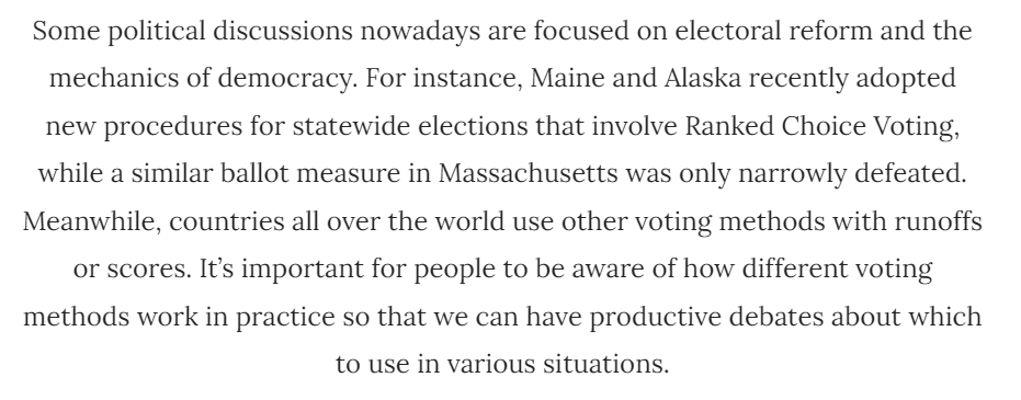 professorbrenda's tweet photo. I'm thrilled to share that I'm working with the wonderful folks at @619Wreath Publishing on my forthcoming book "An Introduction to the Math of Voting Methods"

Full description on their site: https://t.co/Ire16Ofo4y https://t.co/91e12j0FeU