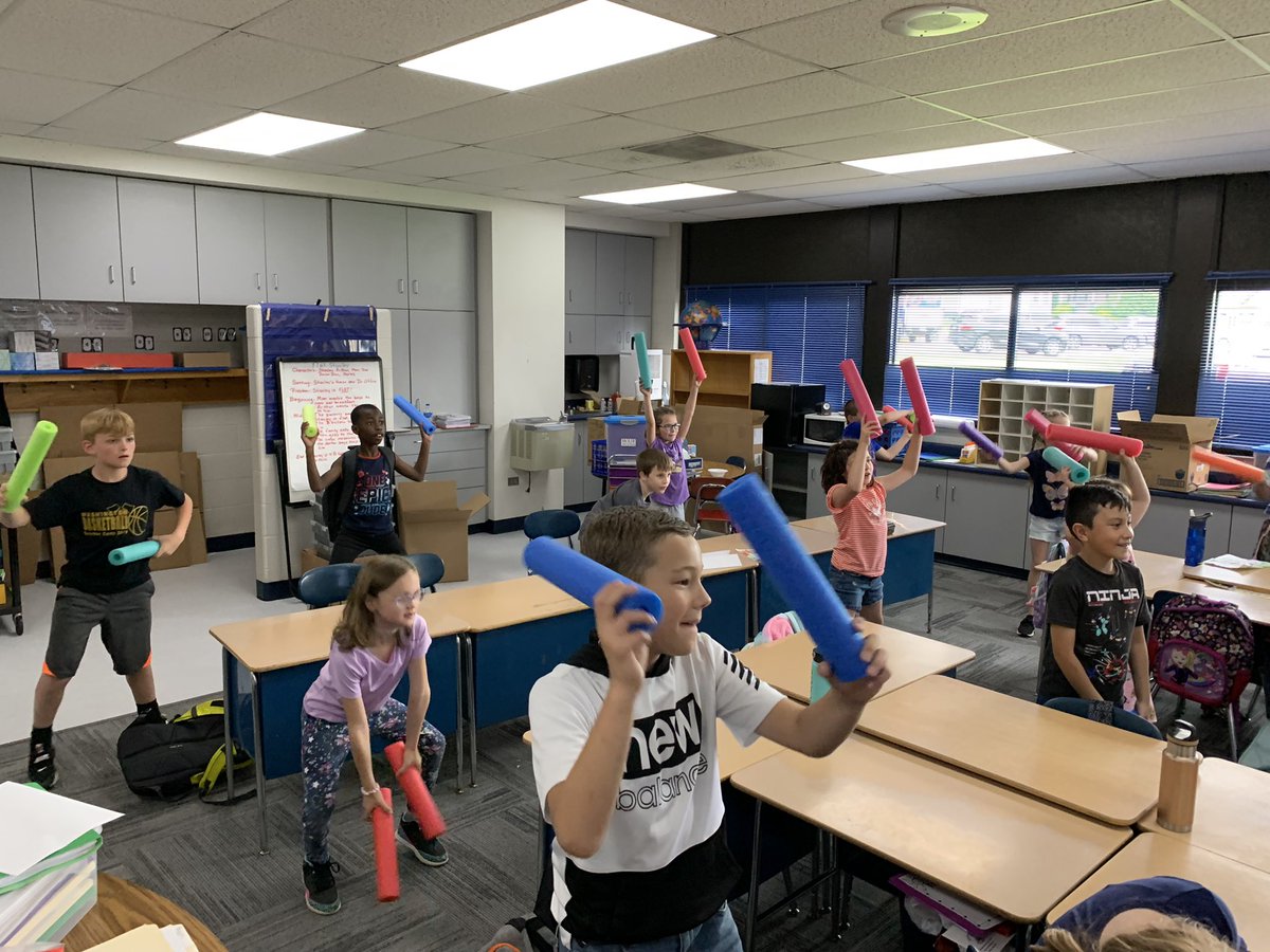 Clarke2nd's tweet photo. Getting our energy out with pool noodles!  @NorthElem1 https://t.co/qPs4twKw1m